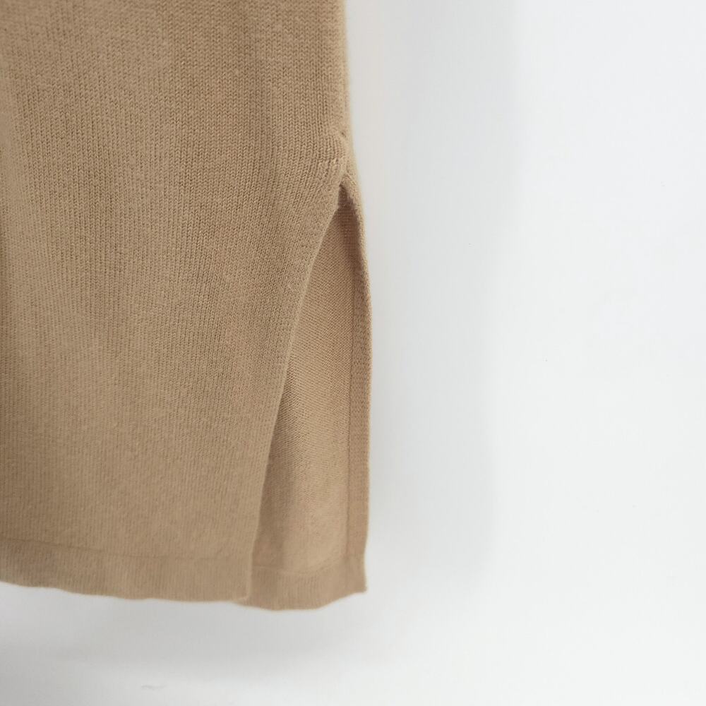 Vintage CXT 70s BohoTan Beaded Neckline OpenFront Duster Sleeveless Split Hem XL - Picture 5 of 11
